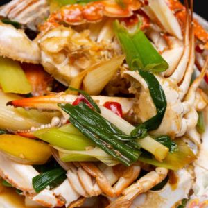 seafood with ginger & spring onion