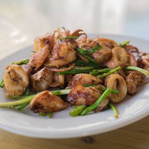 squid with ginger & spring onion